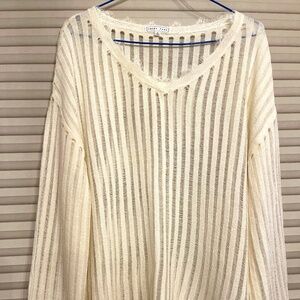 Emory Park Semi-Sheer Long Sleeve V-neck sweater/shirt